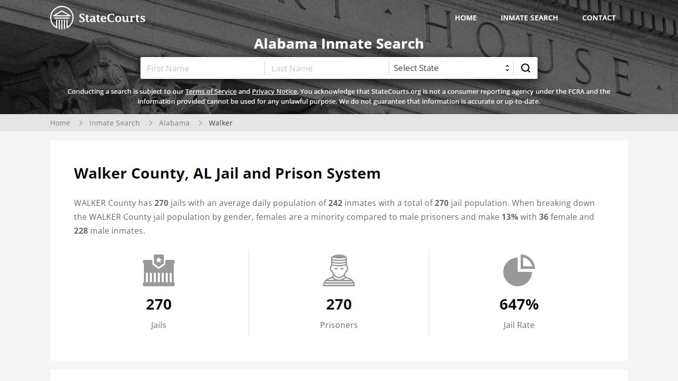 Walker County, AL Inmate Search - StateCourts